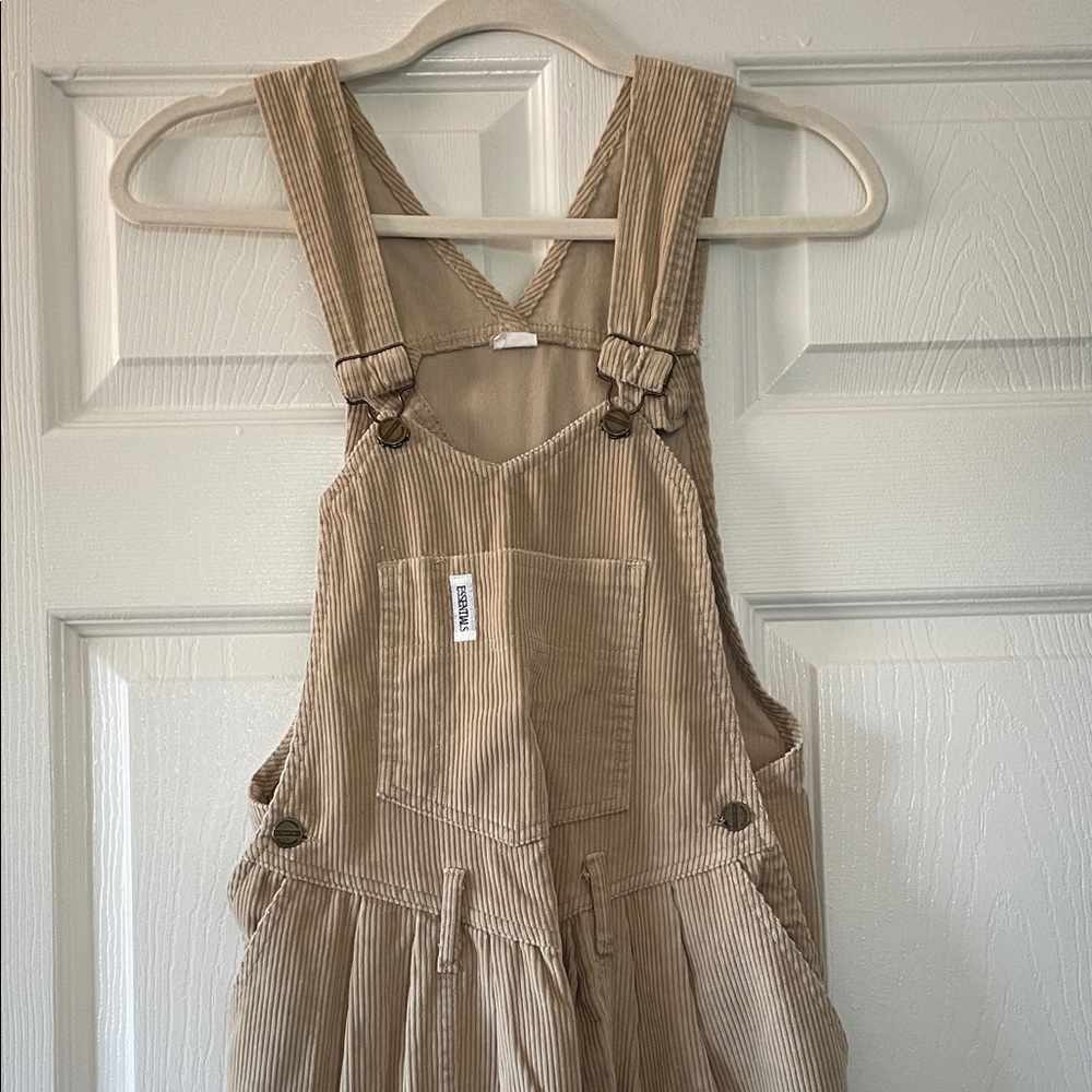 Essentials Tan Corduroy Overalls
